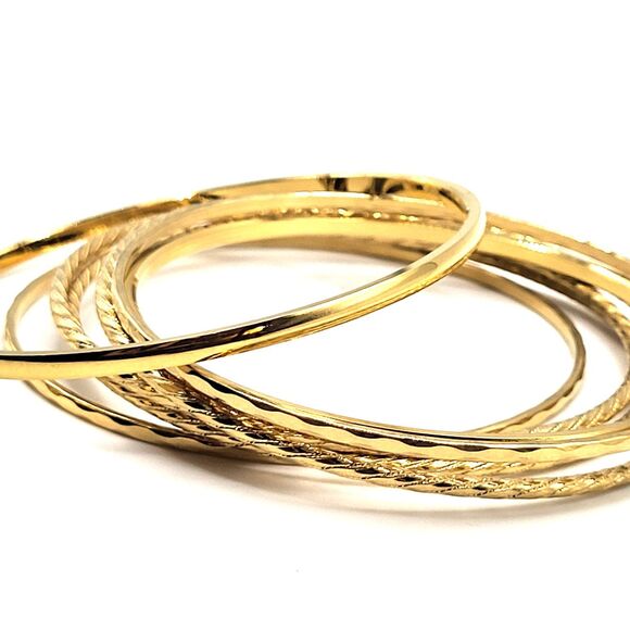 Set of 7 Gold tone Bangle Bracelets - Picture 1 of 3